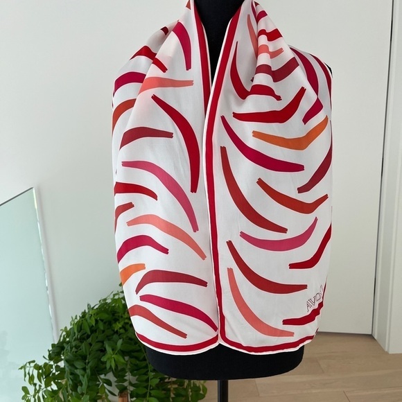 AVON Vintage Acetate Twill Oblong Scarf Made Japan Lipstick Colours Neck Scarf - Picture 3 of 11